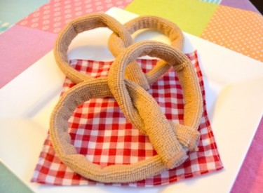 Pretend Pretzels Made with Cleaning Cloths