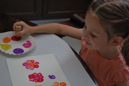 Easy Cork Stamped Flower Painting for Kids to Make - Projects with Kids