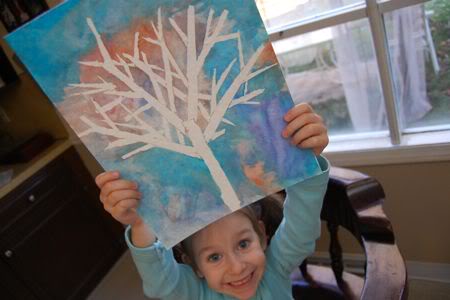 winter tree silhouette painting