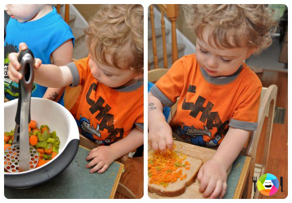 Healthy Grilled Cheese - Have the Kids Mash the Steamed Veggies