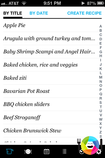 All Recipes Shown in Pepperplate App