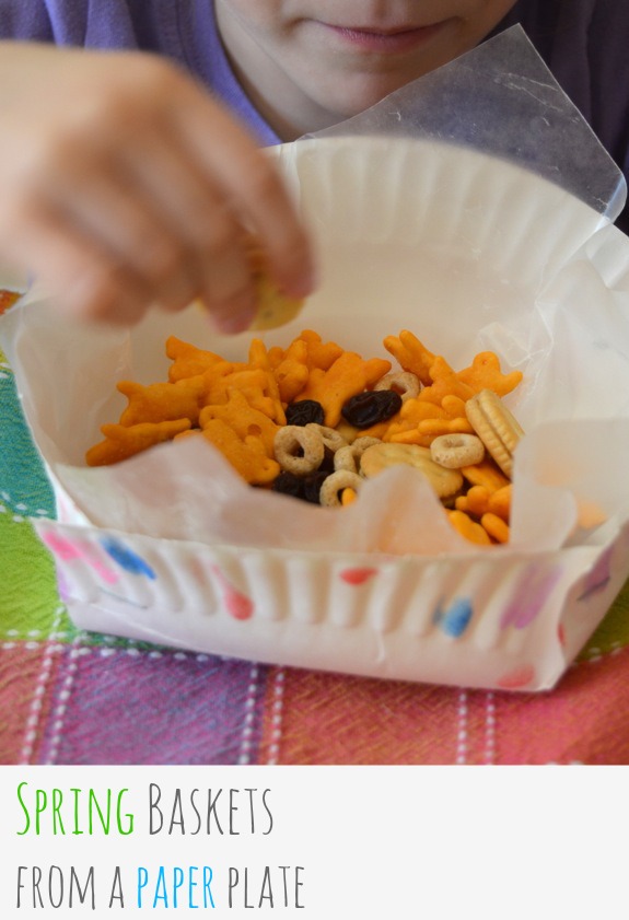 Spring Baskets from a Paper Plate