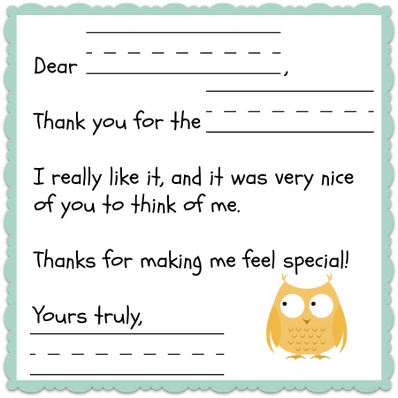 Thank You Note Template for Kids (Free) Inner Child Fun