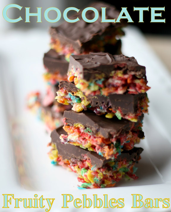 Chocolate Fruity Pebbles Bars #kid-friendly