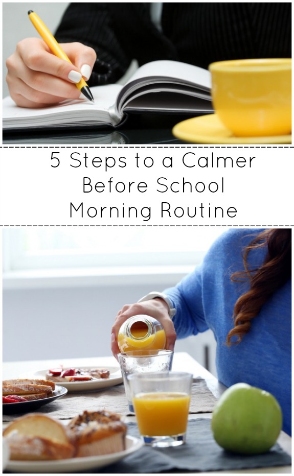 5 Steps to a Calmer Before School Morning Routine with printable morning routine checklist