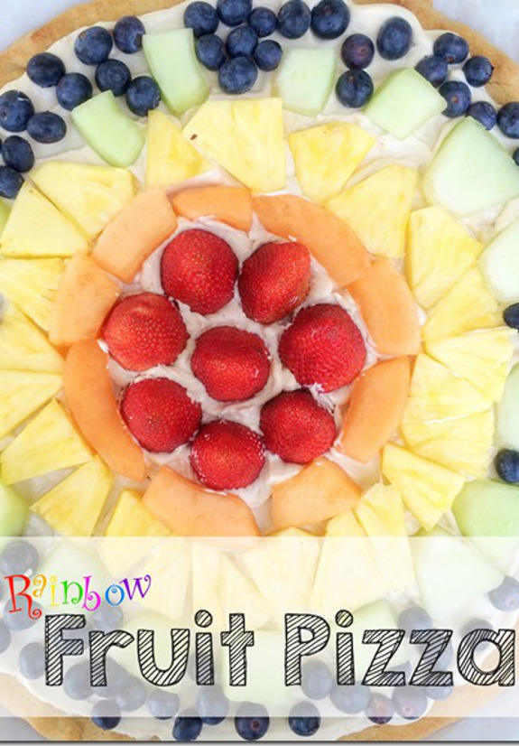 St. Patrick's Day Treats -- Rainbow Fruit Pizza!