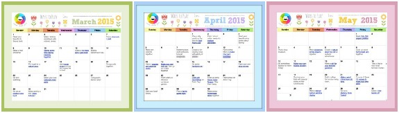 Ways to Play Spring 2015 Printable Calendar