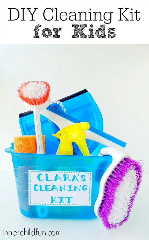 DIY Cleaning Kit for Kids - made with dollar store items. My kids would love this!