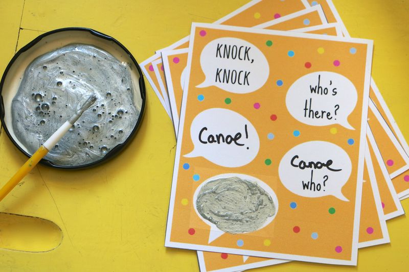 20 Knock Knock Jokes for Kids -- with scratch off card printable!