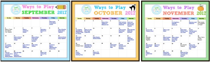 Ways to Play Fall 2017 Calendar
