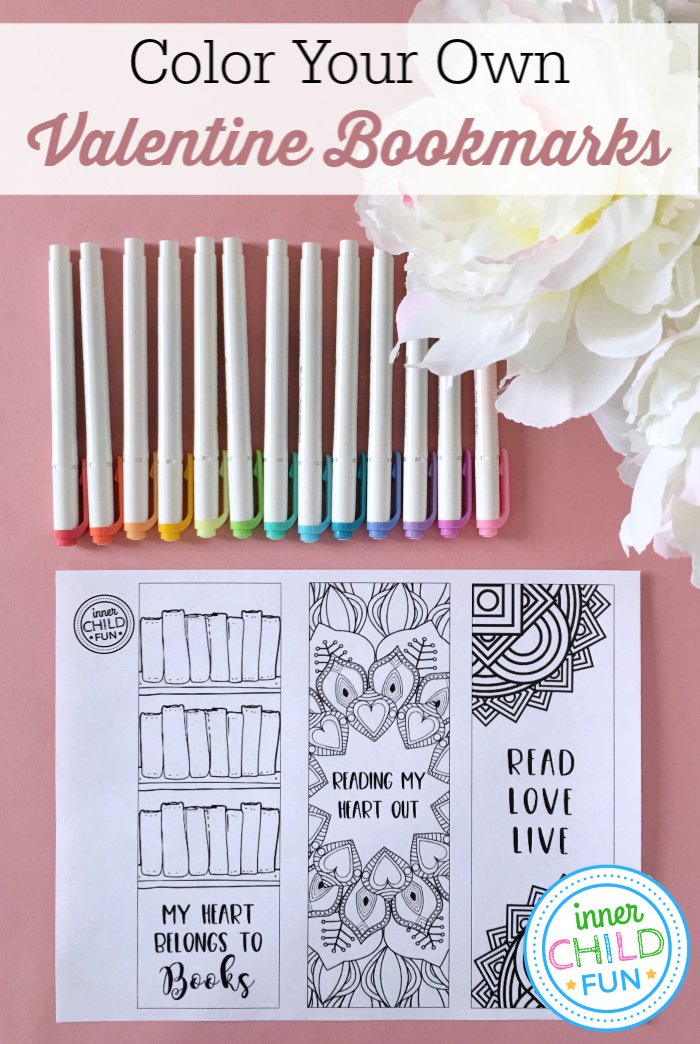 Free Valentine Printables - Color Your Own Bookmarks