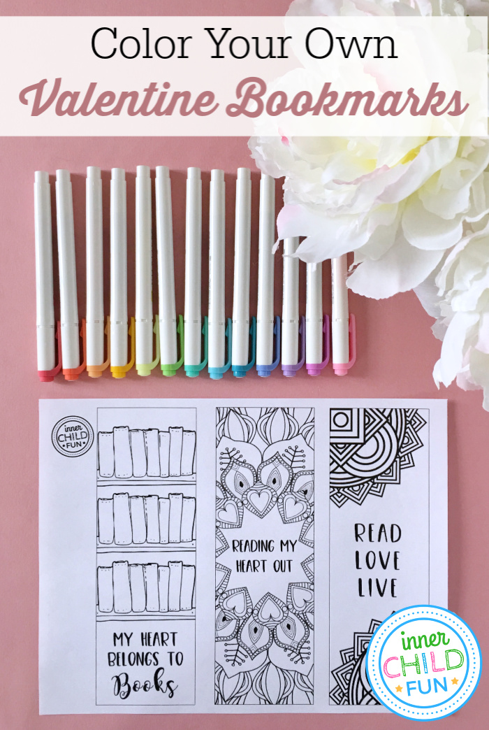 Valentine Printable Bookmarks for Kids - Coloring Bookmarks