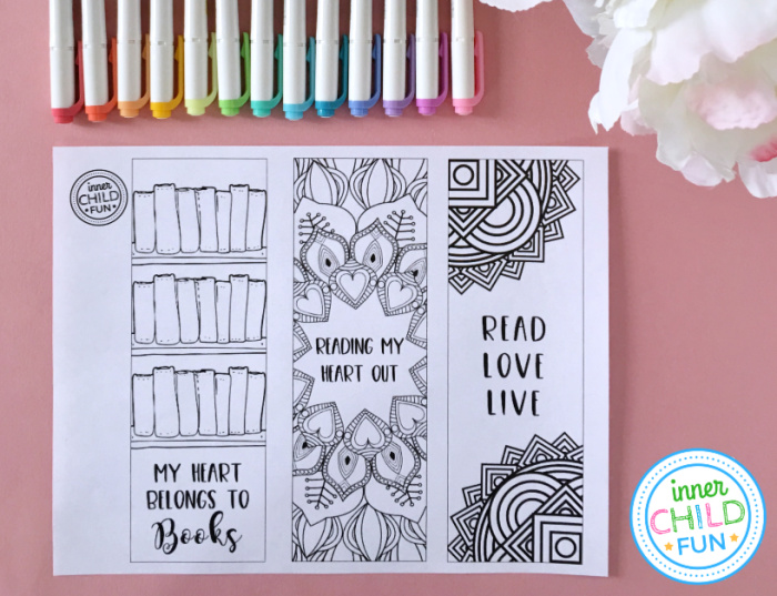 Free Valentine Printables - Color Your Own Bookmarks