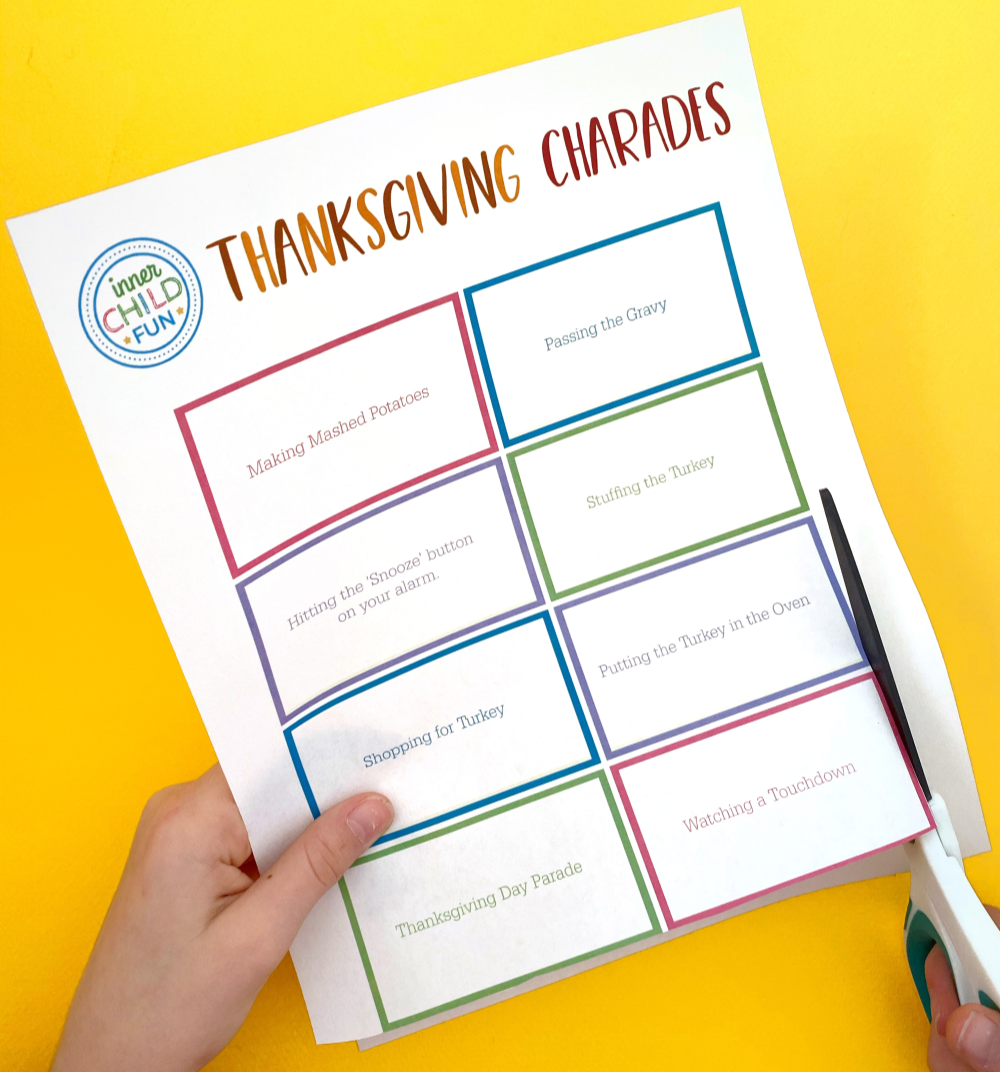 Thanksgiving Charades Game for Kids (Printable) Inner Child Fun