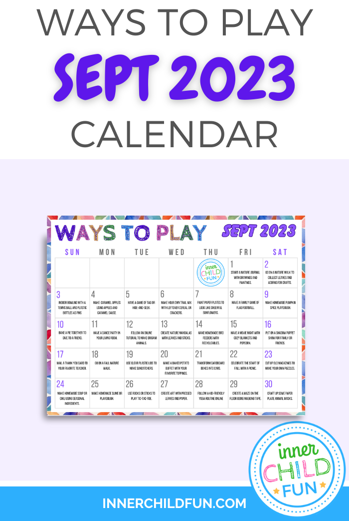 Ways to Play Activity Calendar Printable September 2023